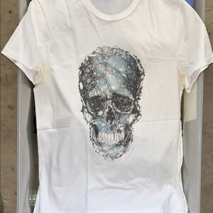 Alexander McQueen Ivory Skull Print T-Shirt